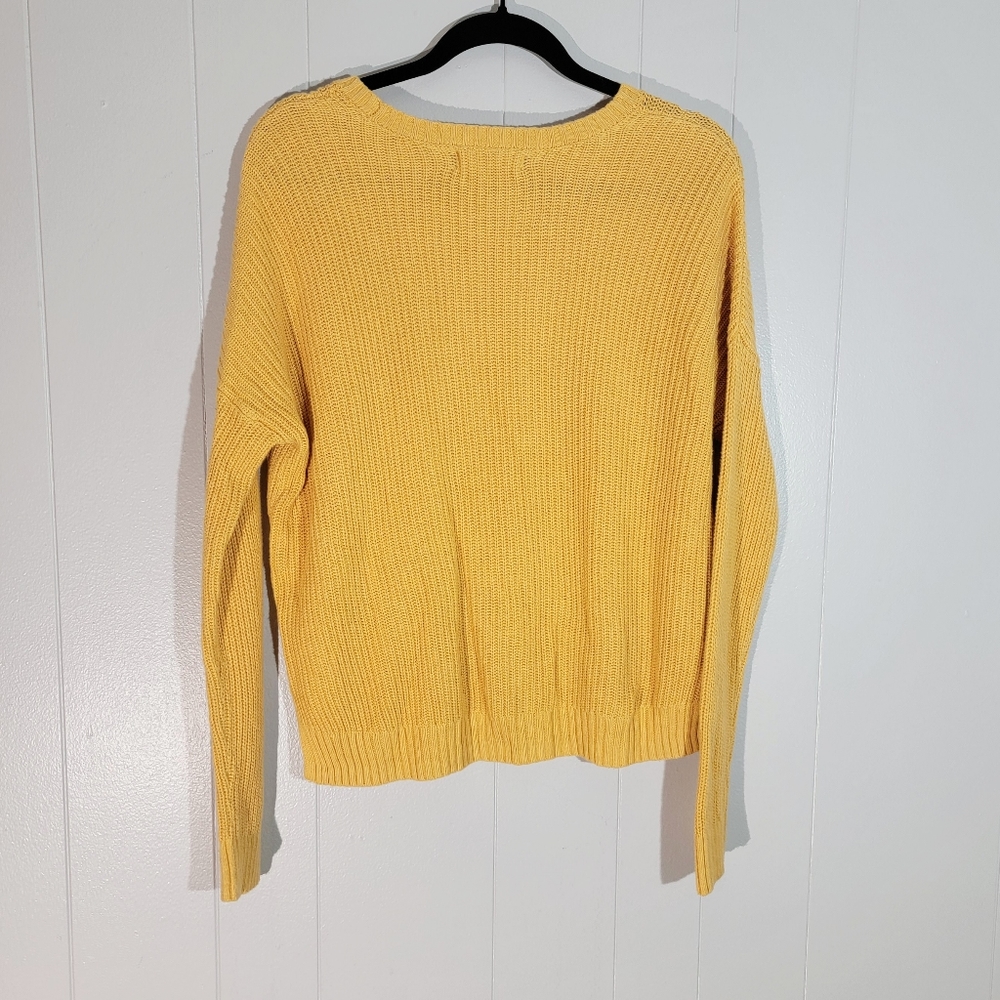 Hollister Cotton Blend Knit Sweater Mustard Yellow Small - Picture 6 of 6